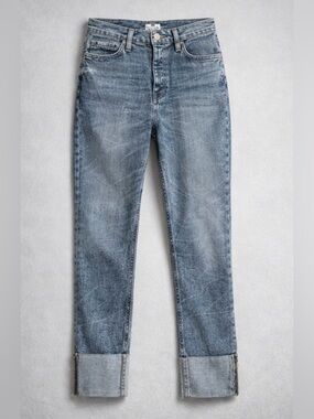 HUDSON Holly High Rise Straight Ankle Jeans Mineral Wash Acid Wash Frayed Hem 31